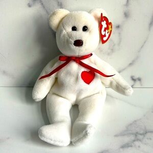 TY Beanie Babies Valentino The White Bear 1994 Rare with Tag Errors